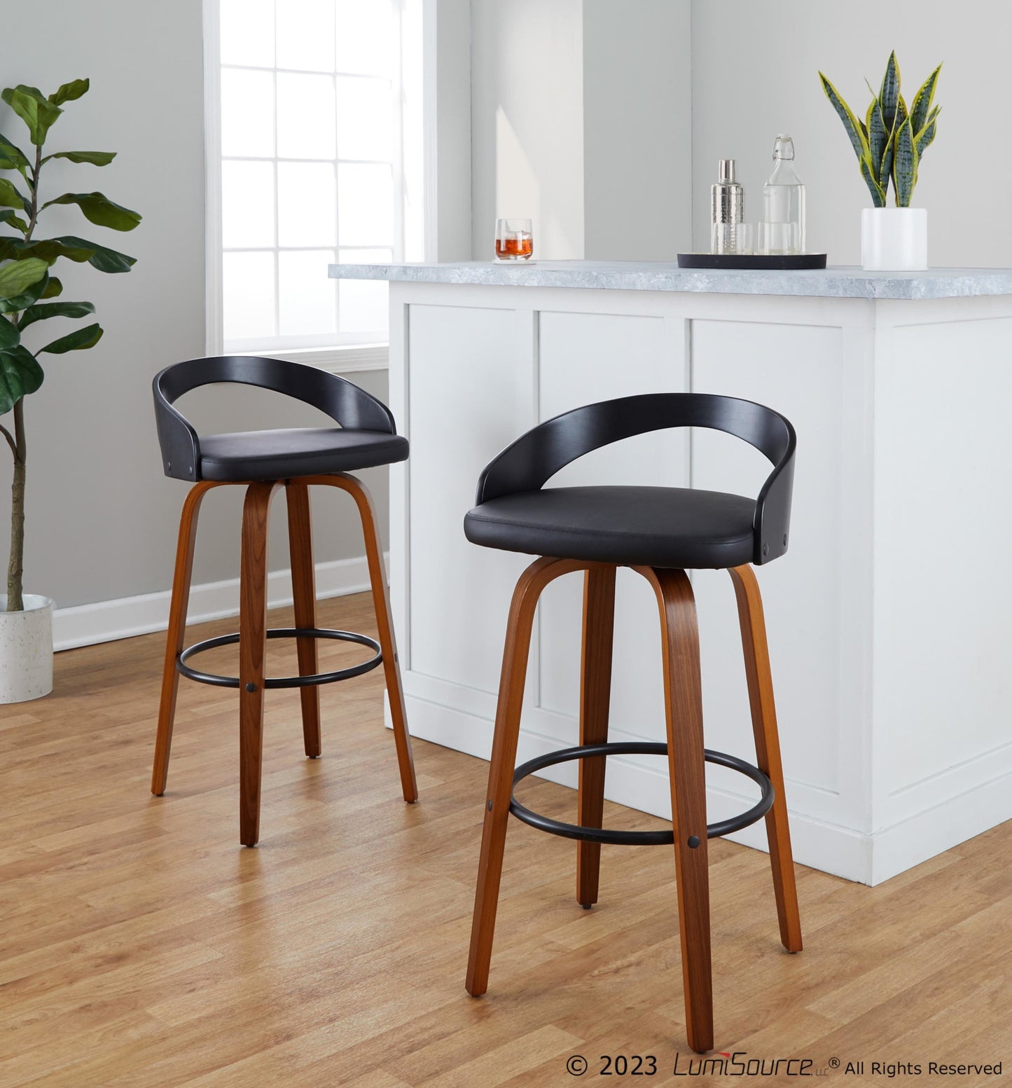 Grotto 30" Fixed-Height Barstool - Set of 2 By LumiSource - B30-GROTTOPU-GRTZR2 NANABN2 | Bar Stools | Modishstore - 44