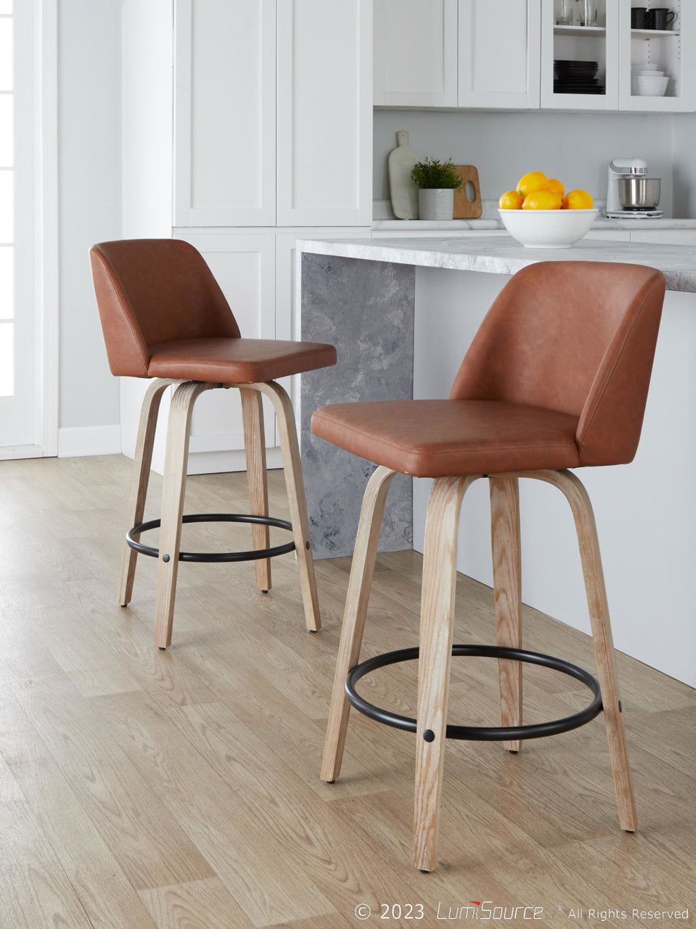 Toriano 26" Fixed-Height Counter Stool - Set of 2 By LumiSource - B26-TRNOPU-GRTZQ2 WWCAM2 | Counter Stools | Modishstore - 2