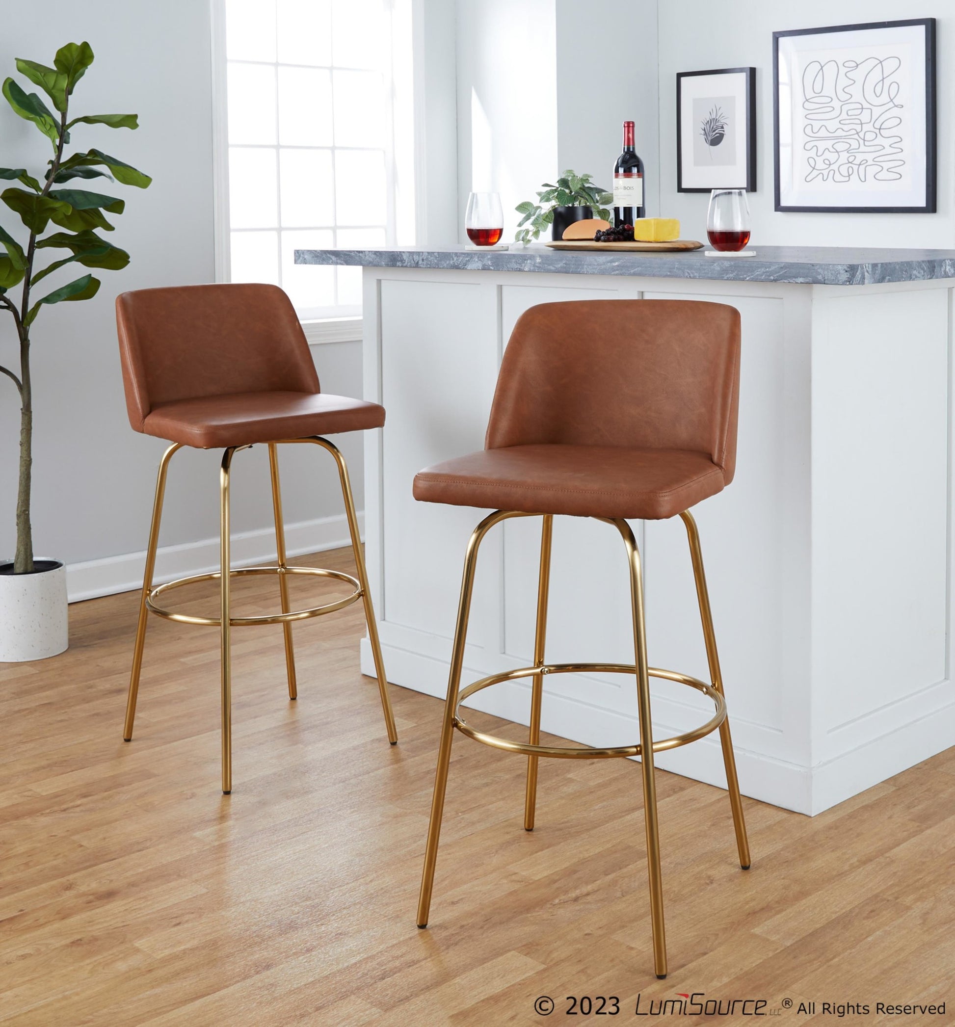 Toriano 30" Fixed-Height Barstool - Set of 2 By LumiSource - B30-TRNOPU-CLARZG2 AUCAM2 | Bar Stools | Modishstore - 2