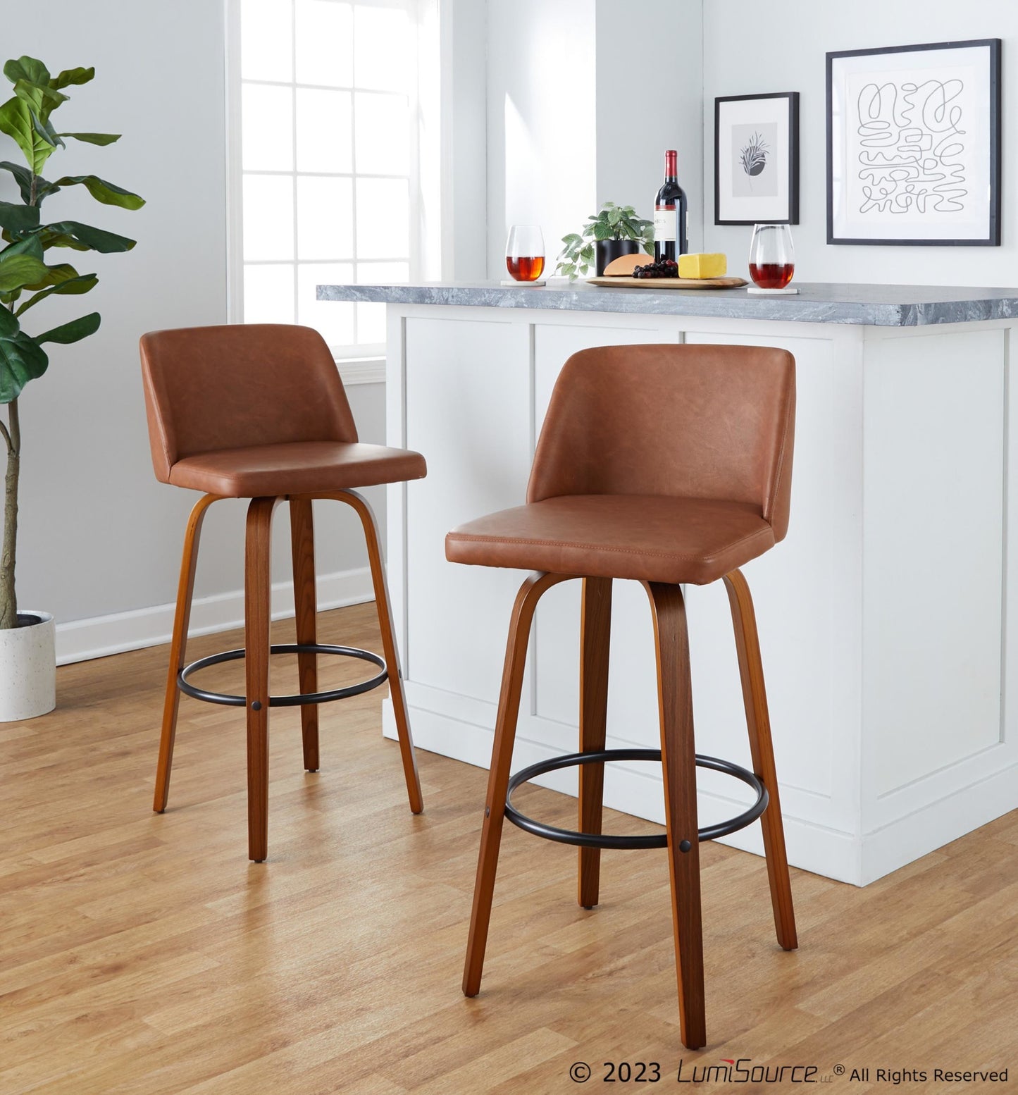 Toriano 30" Fixed-Height Barstool - Set of 2 By LumiSource - B30-TRNOPU-GRTZQ2 WLCAM2 | Bar Stools | Modishstore - 2