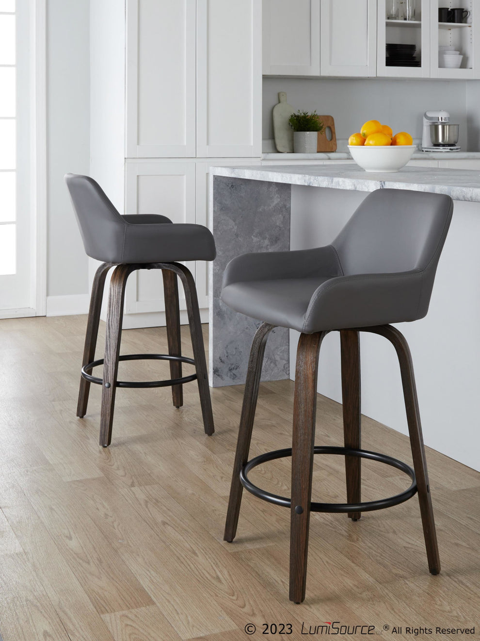 Daniella 26" Fixed-Height Counter Stool - Set of 2 By LumiSource - B26-DNLAPU-GRTZQ2 BNCAM2 | Counter Stools | Modishstore - 11