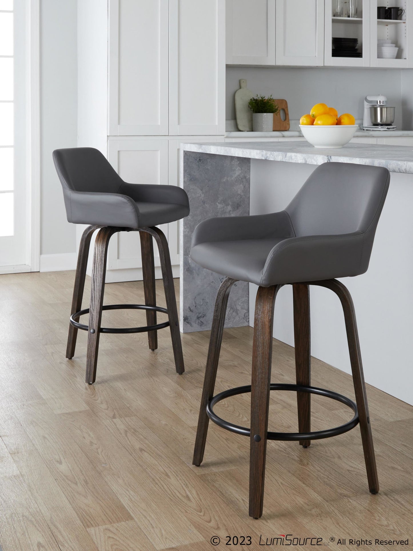 Daniella 26" Fixed-Height Counter Stool - Set of 2 By LumiSource - B26-DNLAPU-GRTZQ2 BNCAM2 | Counter Stools | Modishstore - 12