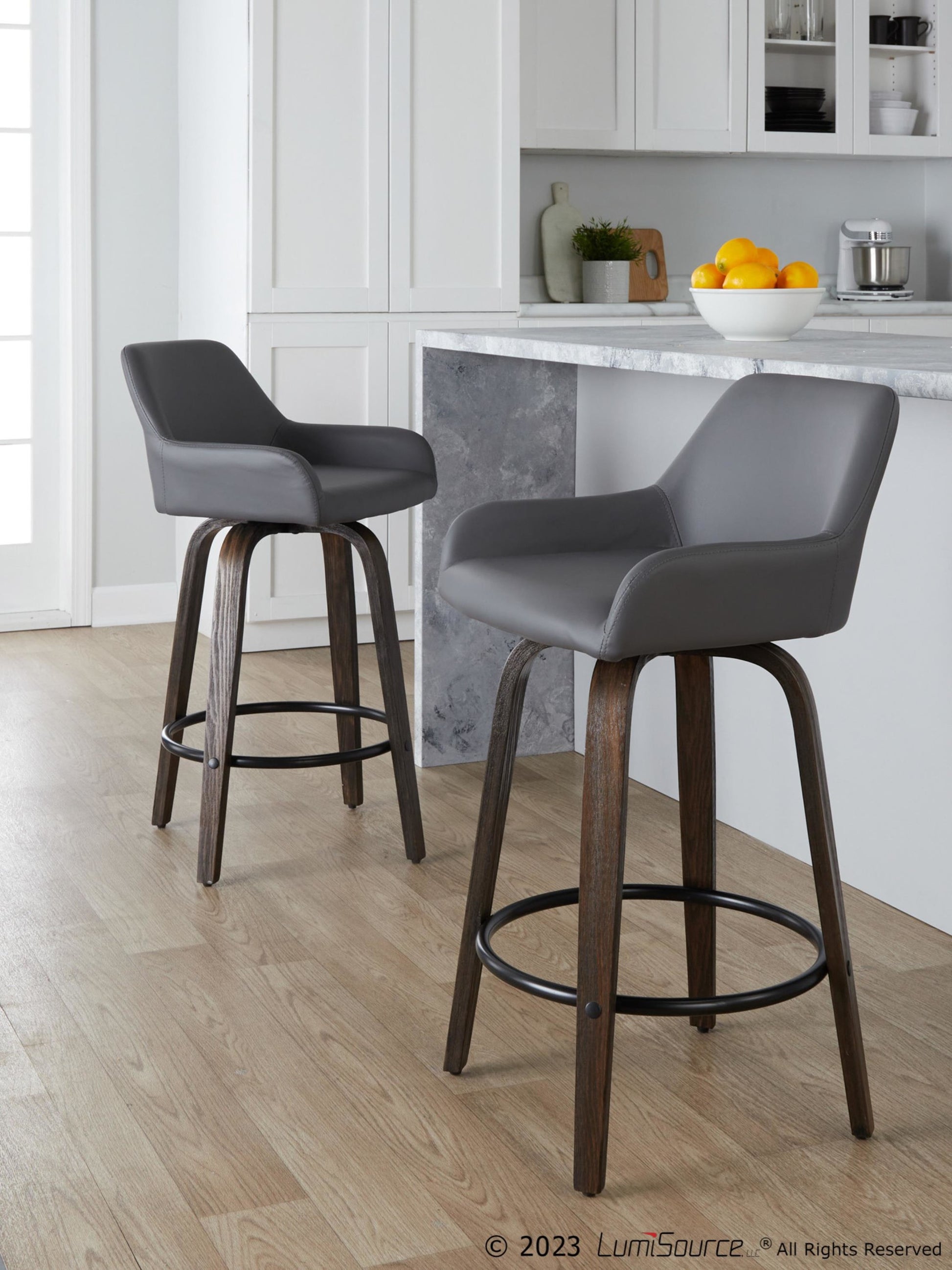 Daniella 26" Fixed-Height Counter Stool - Set of 2 By LumiSource - B26-DNLAPU-GRTZQ2 BNCAM2 | Counter Stools | Modishstore - 12