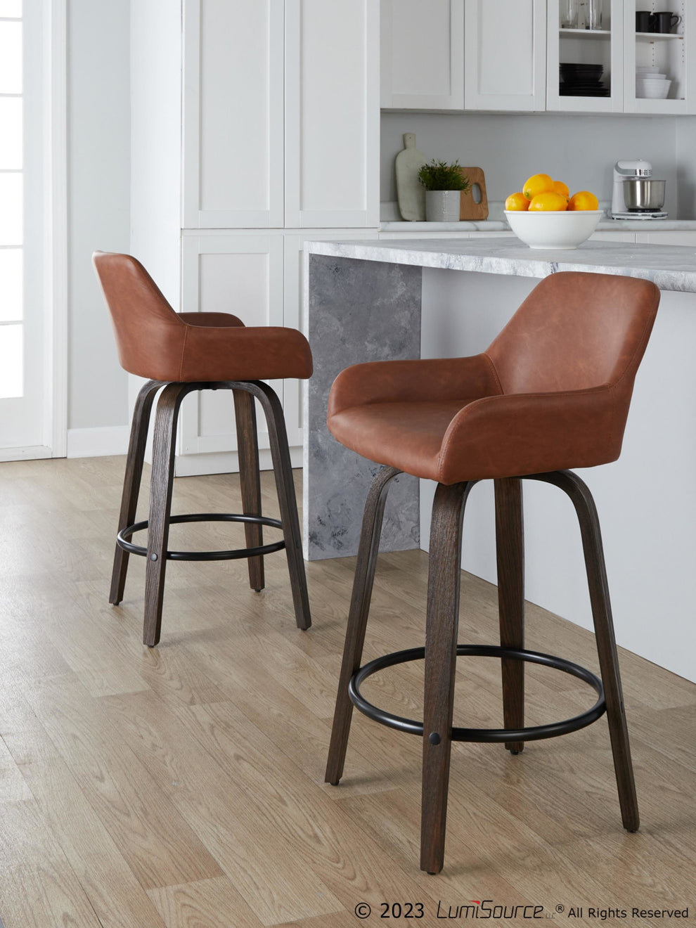 Daniella 26" Fixed-Height Counter Stool - Set of 2 By LumiSource - B26-DNLAPU-GRTZQ2 BNCAM2 | Counter Stools | Modishstore