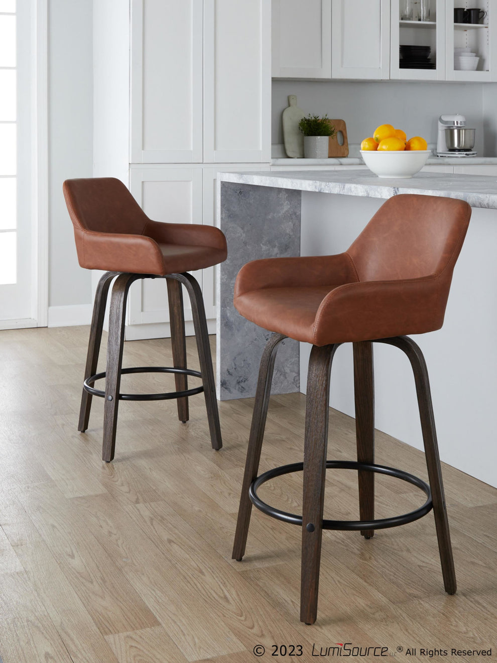 Daniella 26" Fixed-Height Counter Stool - Set of 2 By LumiSource - B26-DNLAPU-GRTZQ2 BNCAM2 | Counter Stools | Modishstore - 2