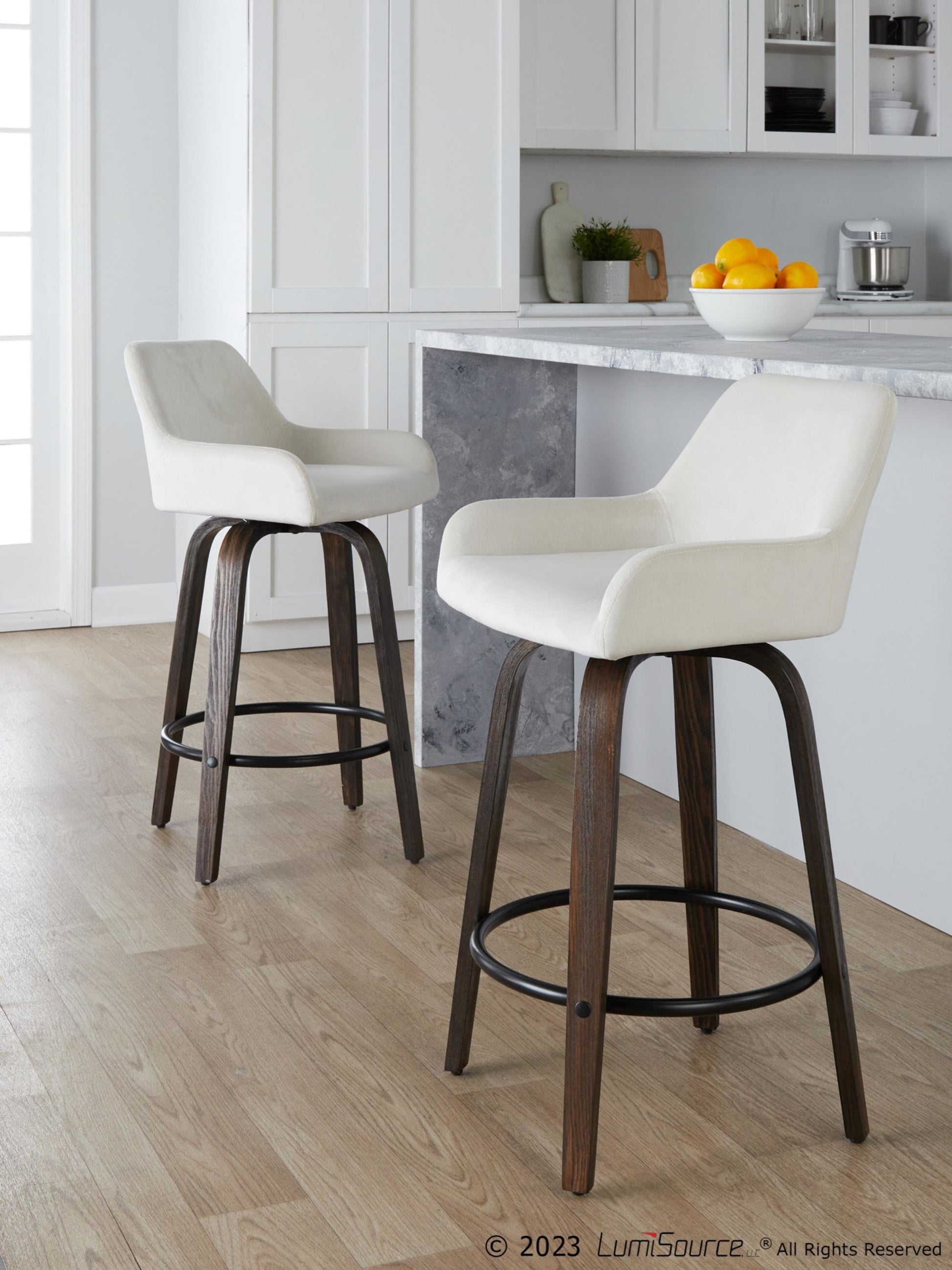 Daniella 26" Fixed-Height Counter Stool - Set of 2 By LumiSource - B26-DNLAV-GRTZQ2 BNBK2 | Counter Stools | Modishstore - 12