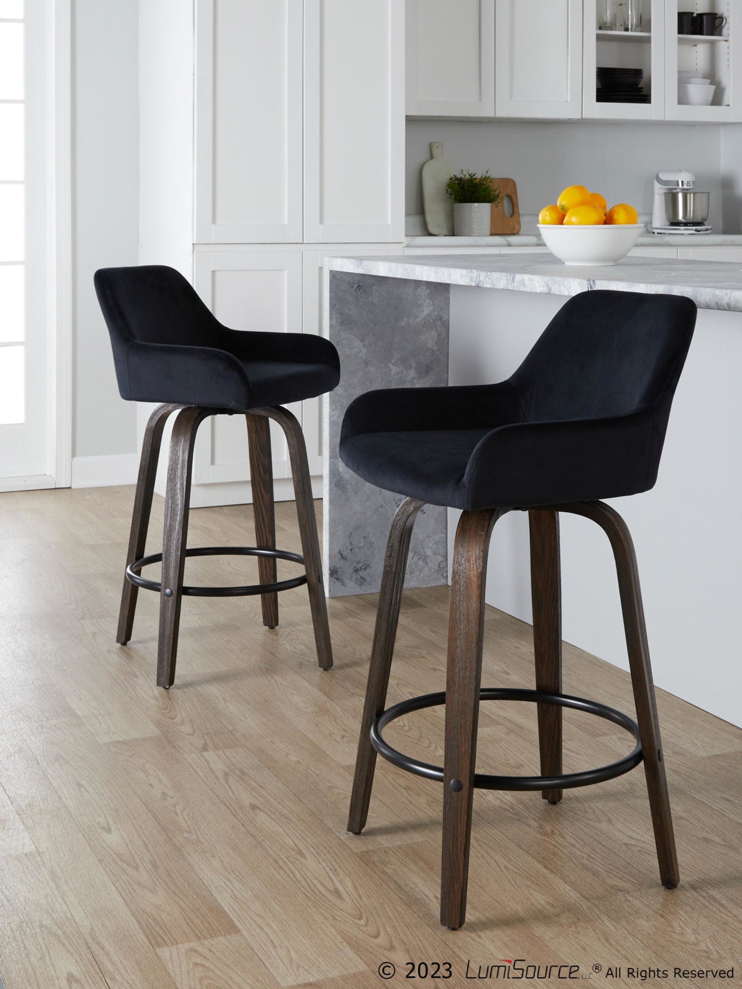 Daniella 26" Fixed-Height Counter Stool - Set of 2 By LumiSource - B26-DNLAV-GRTZQ2 BNBK2 | Counter Stools | Modishstore - 2