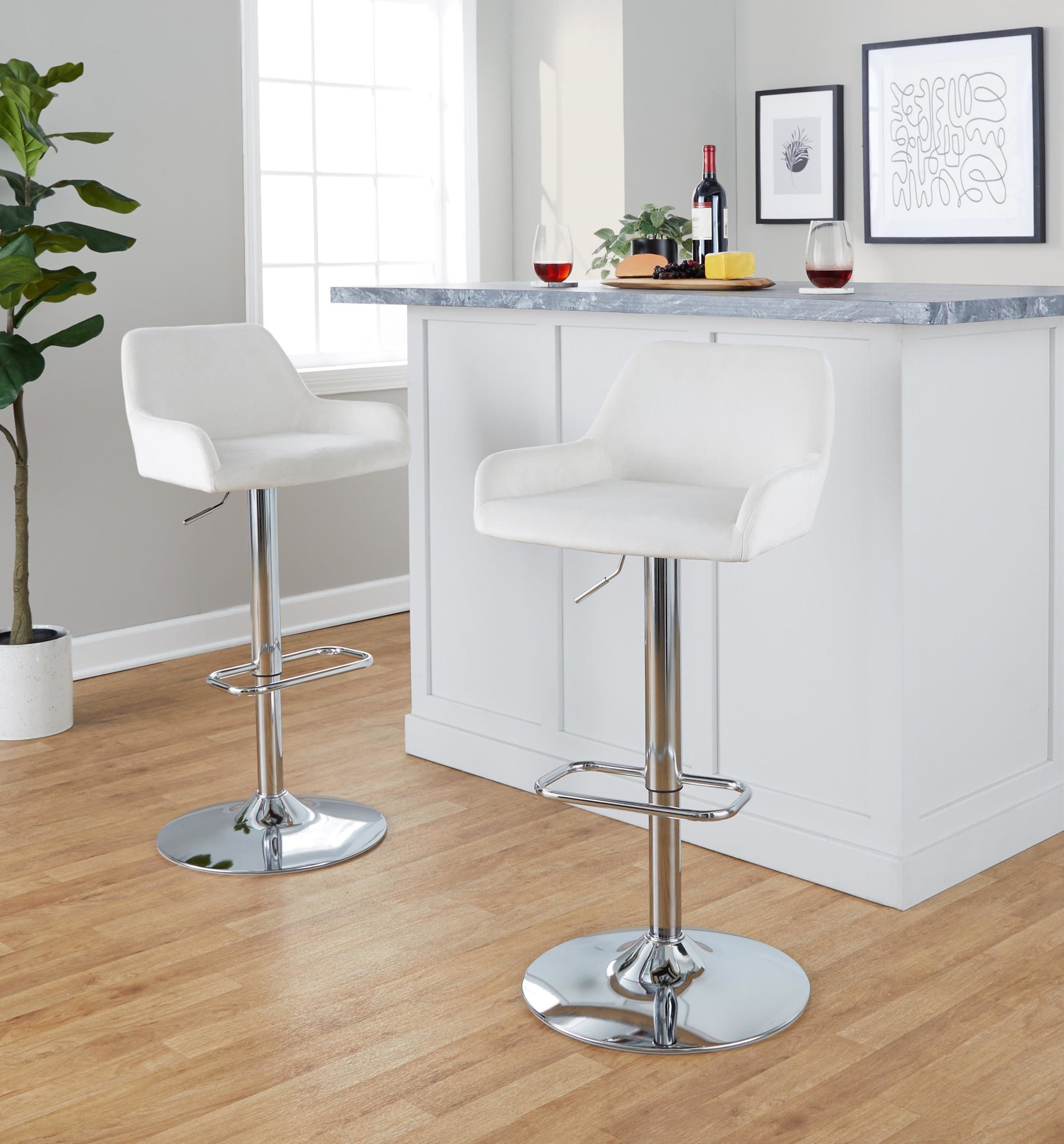 Daniella Adjustable Barstool - Set of 2 By LumiSource - BS-DNLAV-RR2 CHRBK2 | Bar Stools | Modishstore - 14