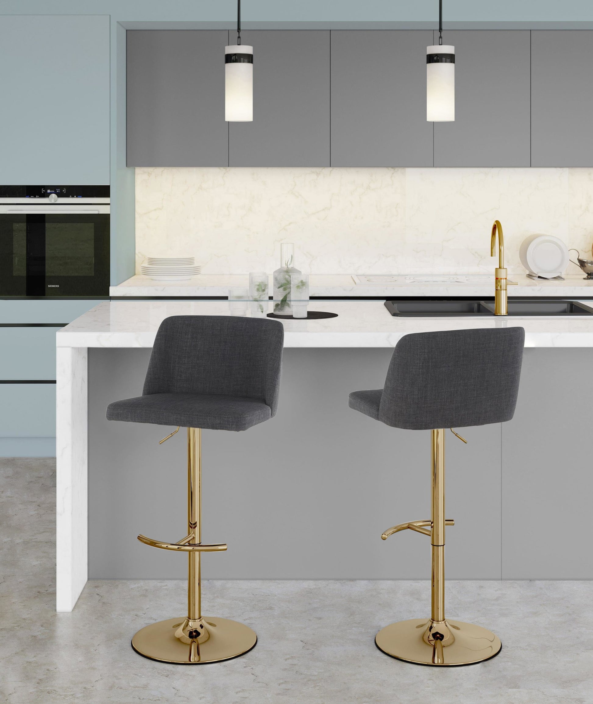 Toriano Adjustable Barstool - Set of 2 By LumiSource - BS-TRNOFB-RT2 AUBU2 | Bar Stools | Modishstore - 8