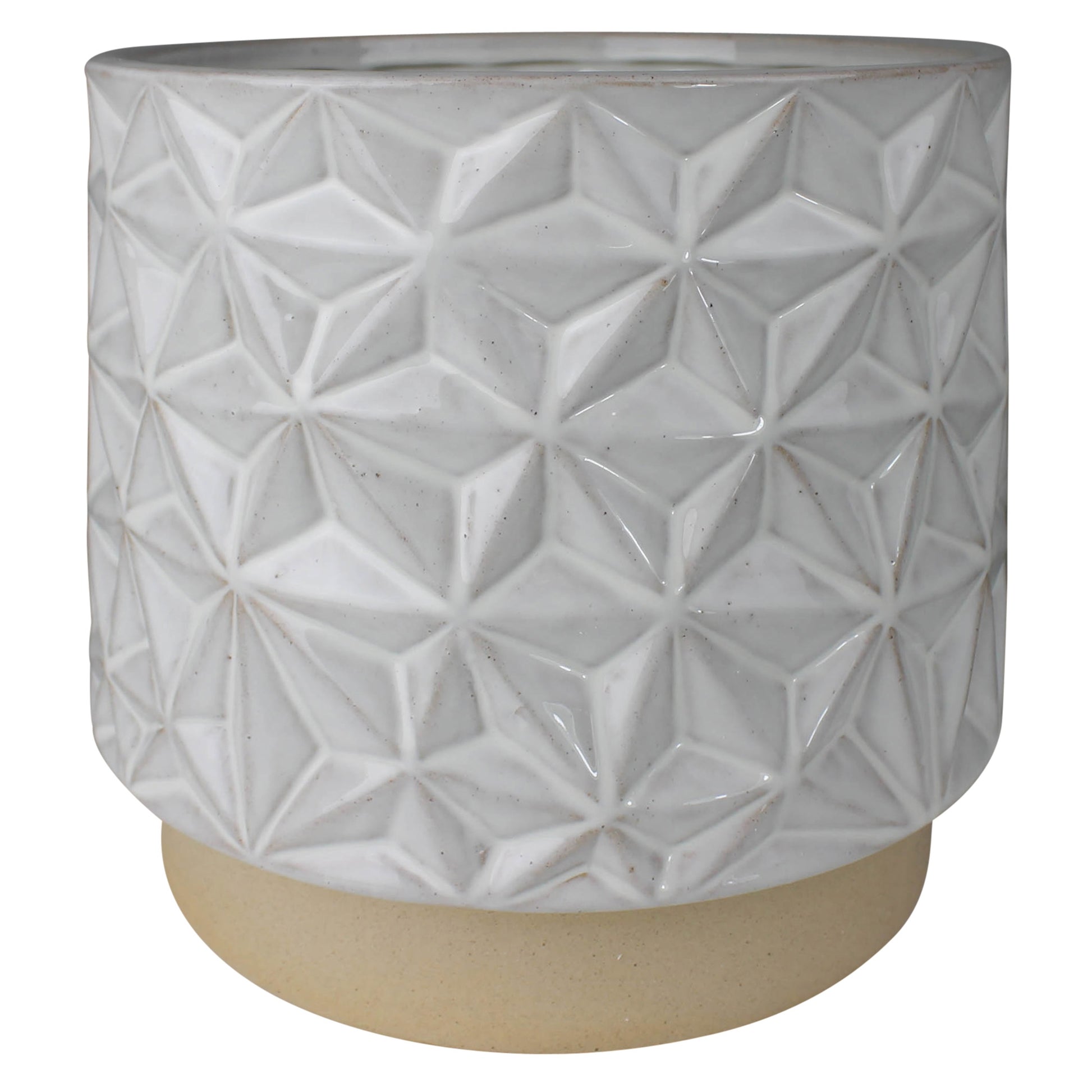 Ramos Geometric Cachepot, Stoneware - Grand Set Of 4 By HomArt | Planters, Troughs & Cachepots | Modishstore - 1