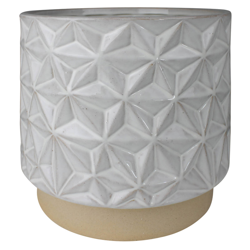 Ramos Geometric Cachepot, Stoneware - Grand Set Of 4 By HomArt | Planters, Troughs & Cachepots | Modishstore - 1