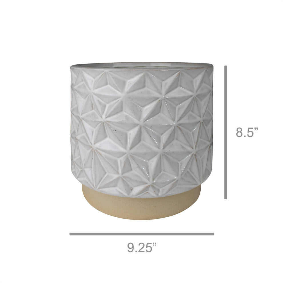 Ramos Geometric Cachepot, Stoneware - Grand Set Of 4 By HomArt | Planters, Troughs & Cachepots | Modishstore - 2