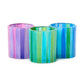 Mosaic Striations Set of 6 Tealight / Votive Candle Holders Includes 3 Colors: Blue, Green, Pink - Two's Company