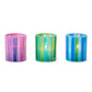 Mosaic Striations Set of 6 Tealight / Votive Candle Holders Includes 3 Colors: Blue, Green, Pink - Two's Company