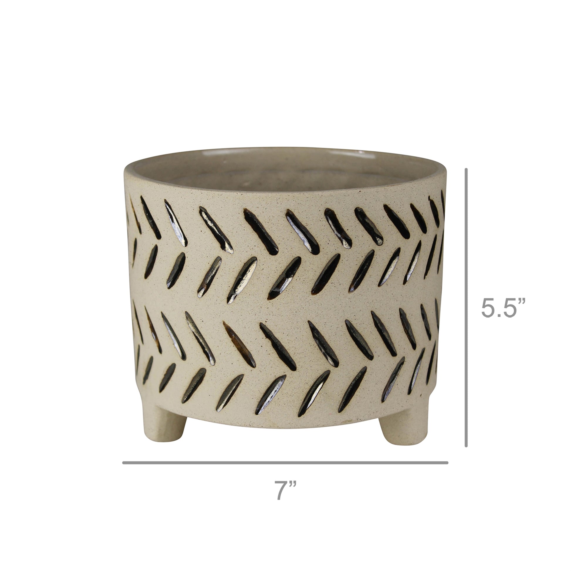 Luther Cachepot, Stoneware - Large Set Of 4 By HomArt | Planters, Troughs & Cachepots | Modishstore - 3