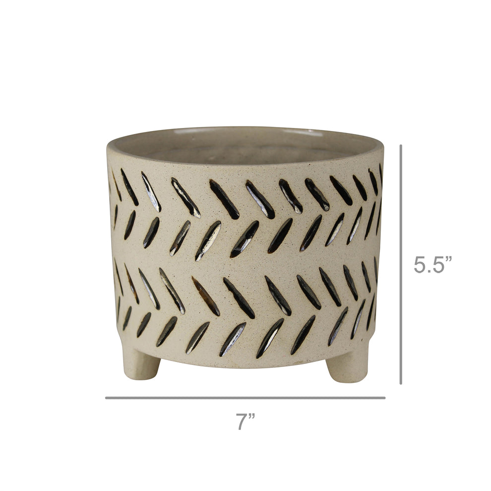 Luther Cachepot, Stoneware - Large Set Of 4 By HomArt | Planters, Troughs & Cachepots | Modishstore - 3