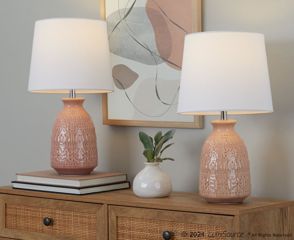 Claudia 20" Ceramic Accent Lamp - Set of 2 By LumiSource - GTE20-CLAUDIA GNPNIW2 | Table Lamps | Modishstore - 6