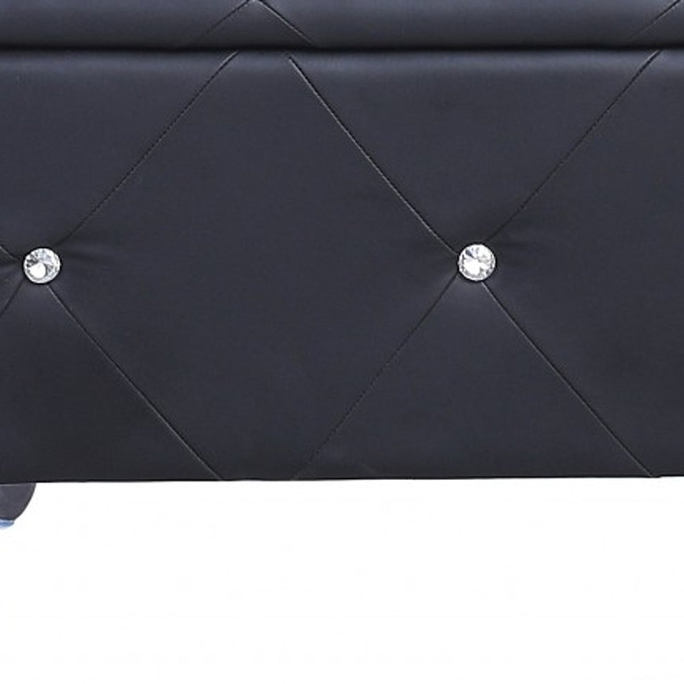 Black and Silver Faux Leather Storage Bench With Flip Top By Homeroots | Benches | Modishstore - 3