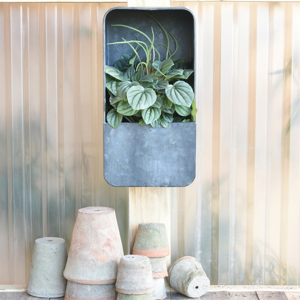 Vinca Wall Planter, Galvanized - Small Rect Set Of 4 By HomArt | Planters, Troughs & Cachepots | Modishstore - 4
