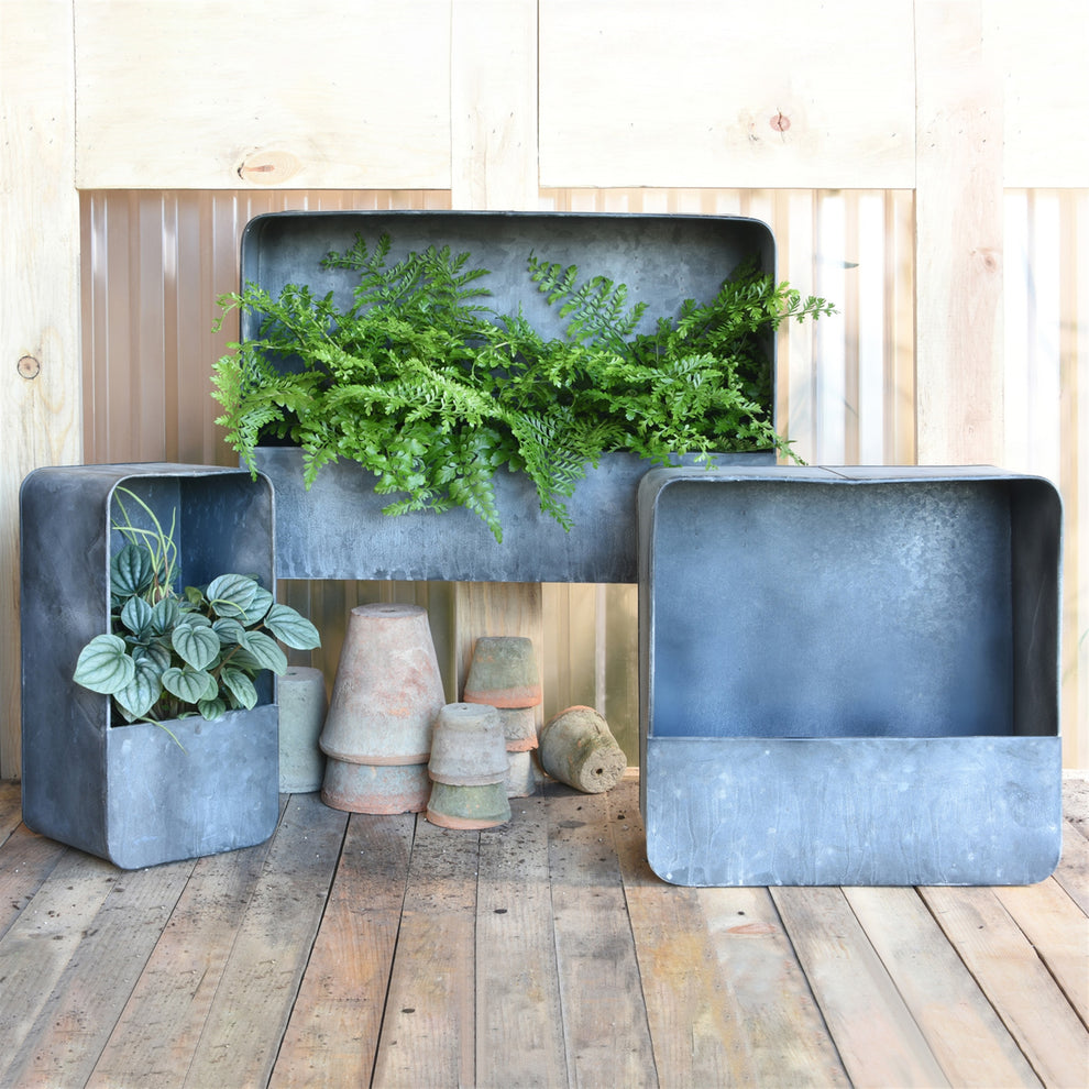 Vinca Wall Planter, Galvanized - Small Rect Set Of 4 By HomArt | Planters, Troughs & Cachepots | Modishstore - 5