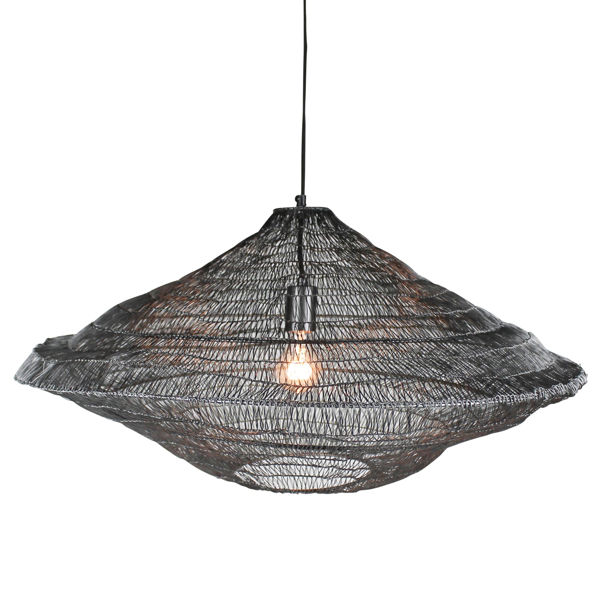 Stark Woven Wire Pendant, Black By HomArt | Pendant Lamps | Modishstore - 1