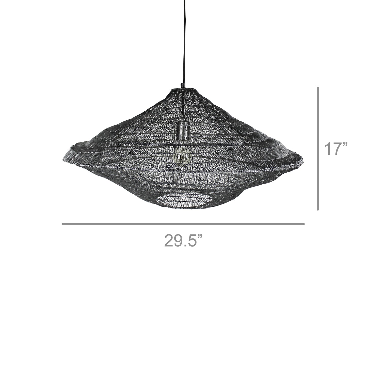 Stark Woven Wire Pendant, Black By HomArt | Pendant Lamps | Modishstore - 3