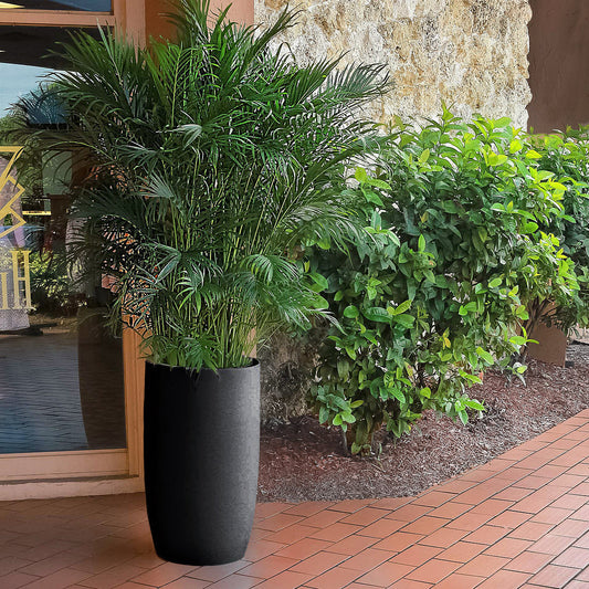 Fiberglass: Barrel 25.5"H Planter, Black By Gold Leaf | Planters, Troughs & Cachepots | Modishstore - 1
