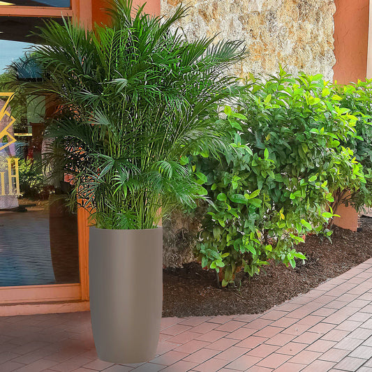 Fiberglass: Barrel 25.5"H Planter, Gunmetal Metallic Satin By Gold Leaf | Planters, Troughs & Cachepots | Modishstore - 1