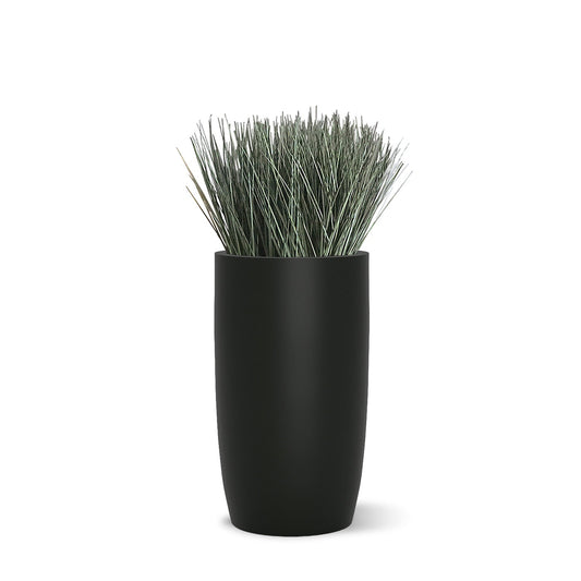 Grass: Cortada Grass in Barrel Planter SM, Black Satin By Gold Leaf | Planters, Troughs & Cachepots | Modishstore - 1