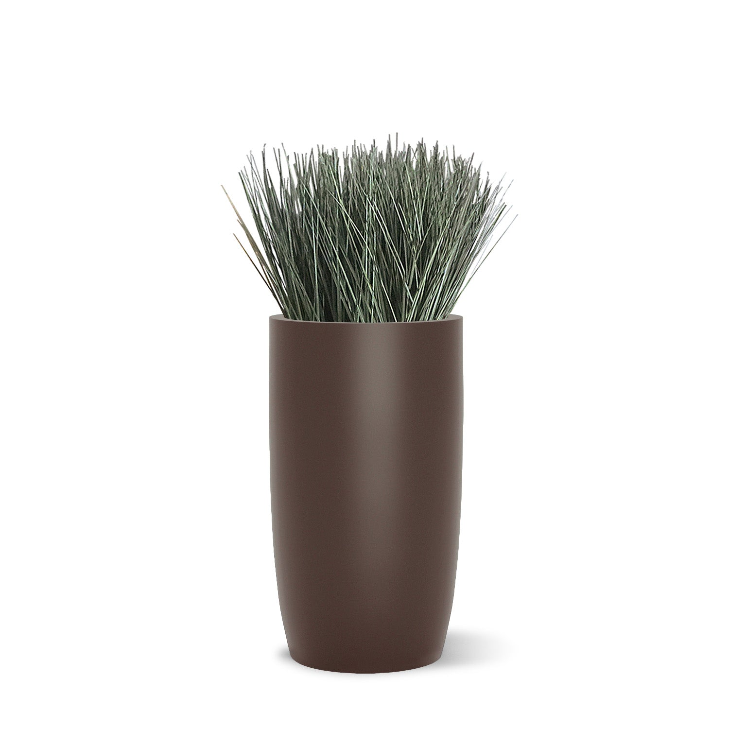 Grass: Cortada Grass in Barrel Planter SM, Brown DK Satin By Gold Leaf | Planters, Troughs & Cachepots | Modishstore - 1