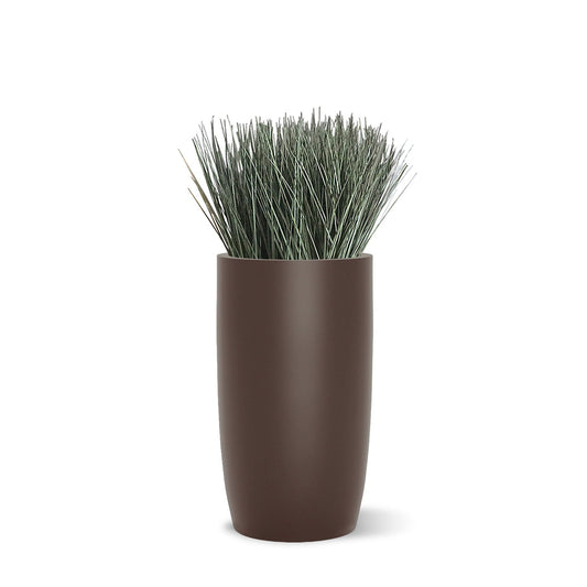 Grass: Cortada Grass in Barrel Planter SM, Brown DK Satin By Gold Leaf | Planters, Troughs & Cachepots | Modishstore - 1