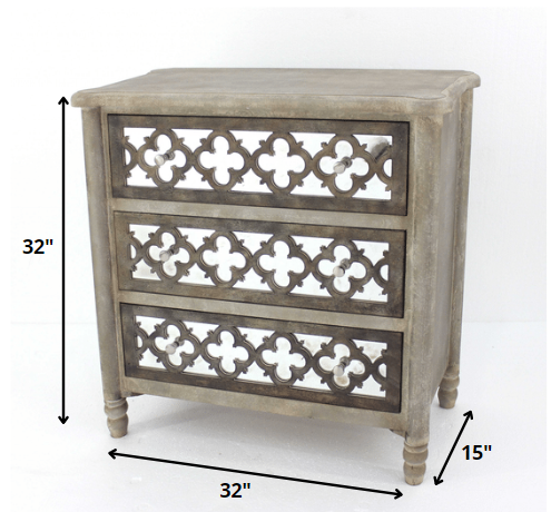 Brown Standard Accent Cabinet With Three Drawers By Homeroots | Cabinets | Modishstore - 5
