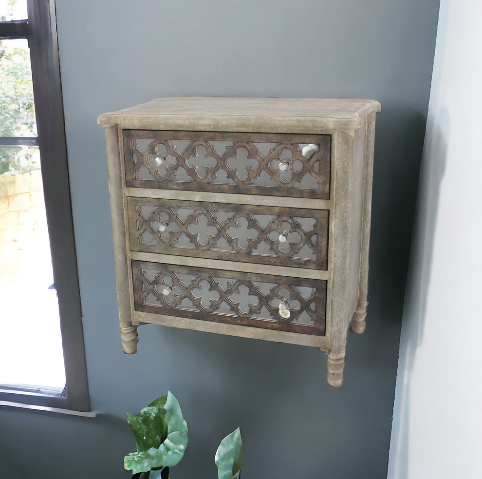 Brown Standard Accent Cabinet With Three Drawers By Homeroots | Cabinets | Modishstore - 6