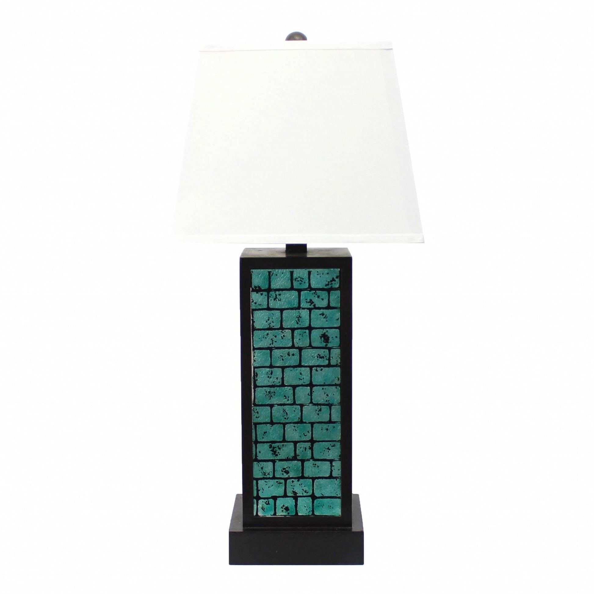 Black Metal Bedside Lamp With White Empire Shade By Homeroots | Table Lamps | Modishstore - 1