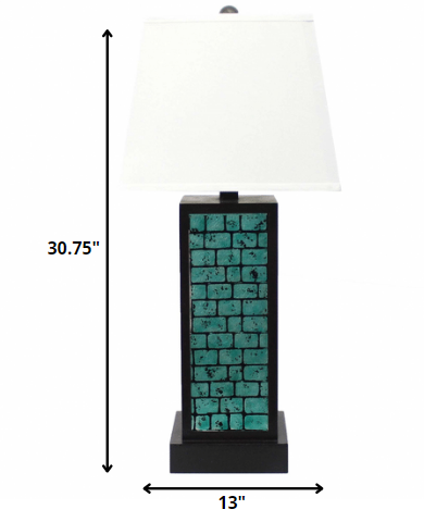 Black Metal Bedside Lamp With White Empire Shade By Homeroots | Table Lamps | Modishstore - 7