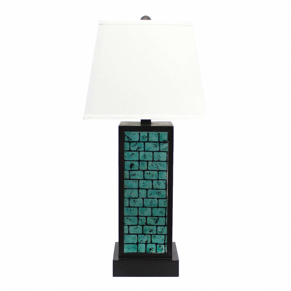 Black Metal Bedside Lamp With White Empire Shade By Homeroots | Table Lamps | Modishstore - 3