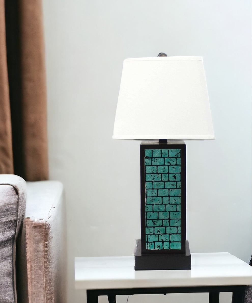 Black Metal Bedside Lamp With White Empire Shade By Homeroots | Table Lamps | Modishstore - 2