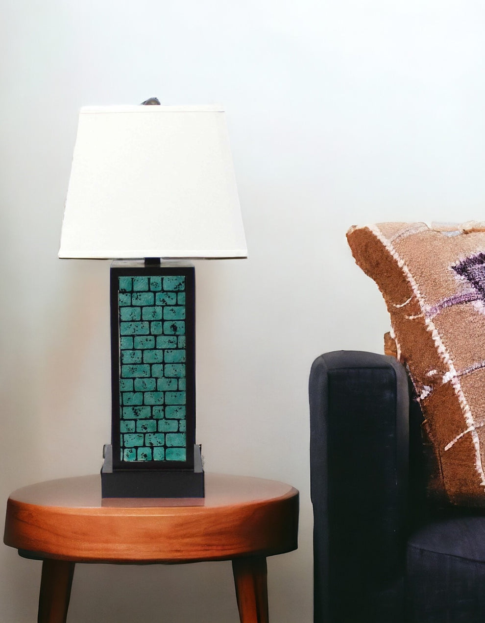Black Metal Bedside Lamp With White Empire Shade By Homeroots | Table Lamps | Modishstore - 8