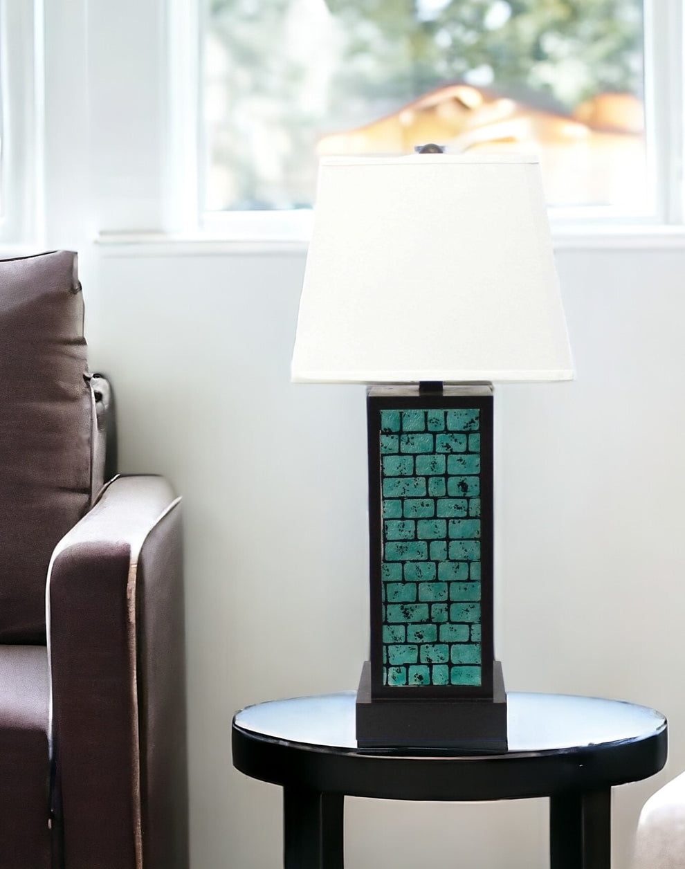 Black Metal Bedside Lamp With White Empire Shade By Homeroots | Table Lamps | Modishstore - 6