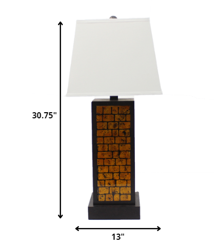 Black and Yellow Metal Bedside Table Lamp With White Empire Shade By Homeroots | Table Lamps | Modishstore - 6