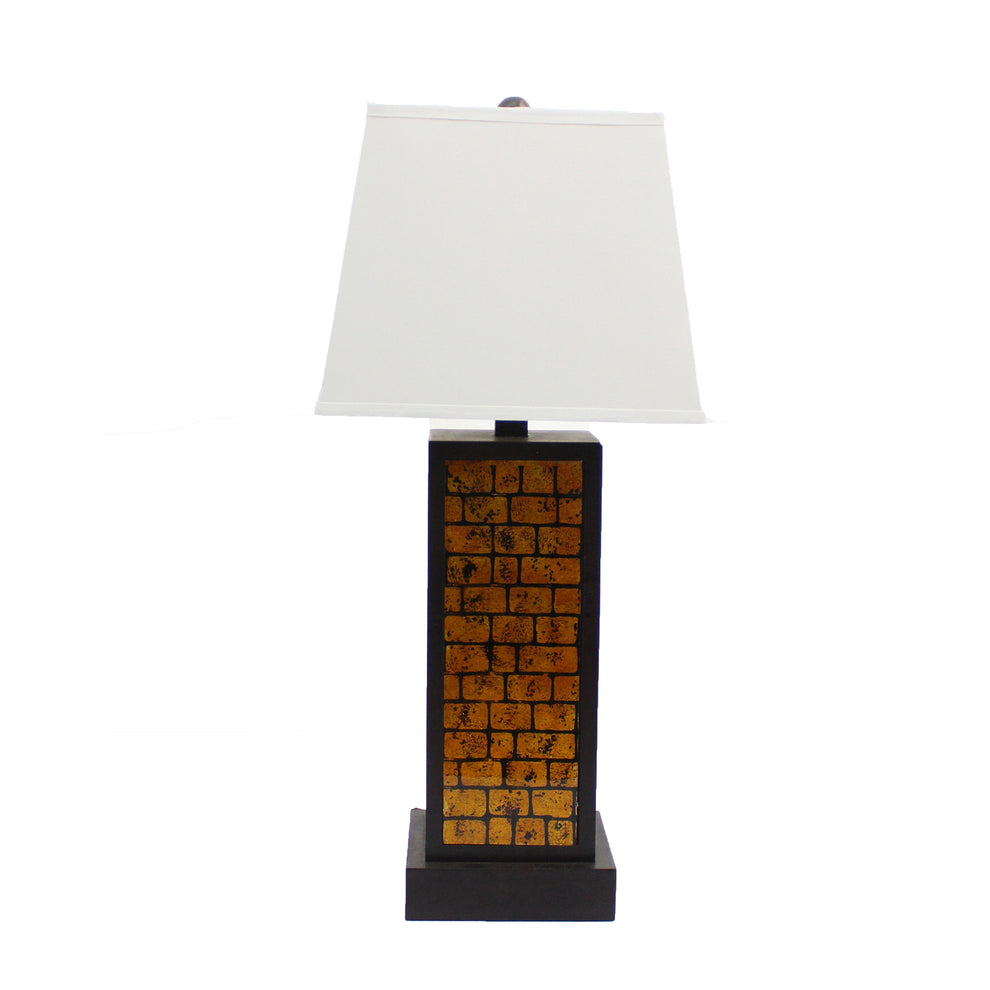 Black and Yellow Metal Bedside Table Lamp With White Empire Shade By Homeroots | Table Lamps | Modishstore - 3
