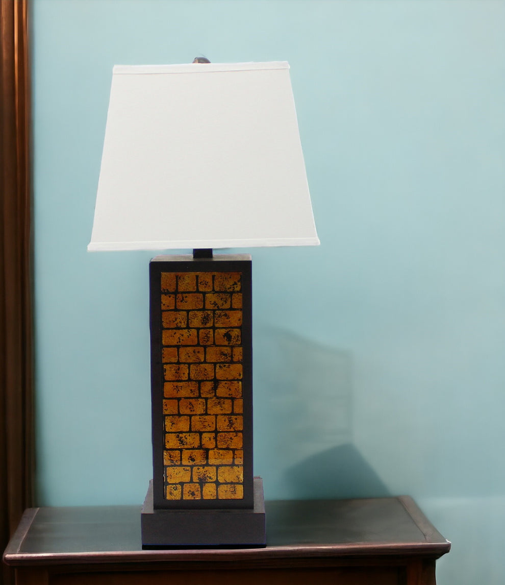 Black and Yellow Metal Bedside Table Lamp With White Empire Shade By Homeroots | Table Lamps | Modishstore - 2