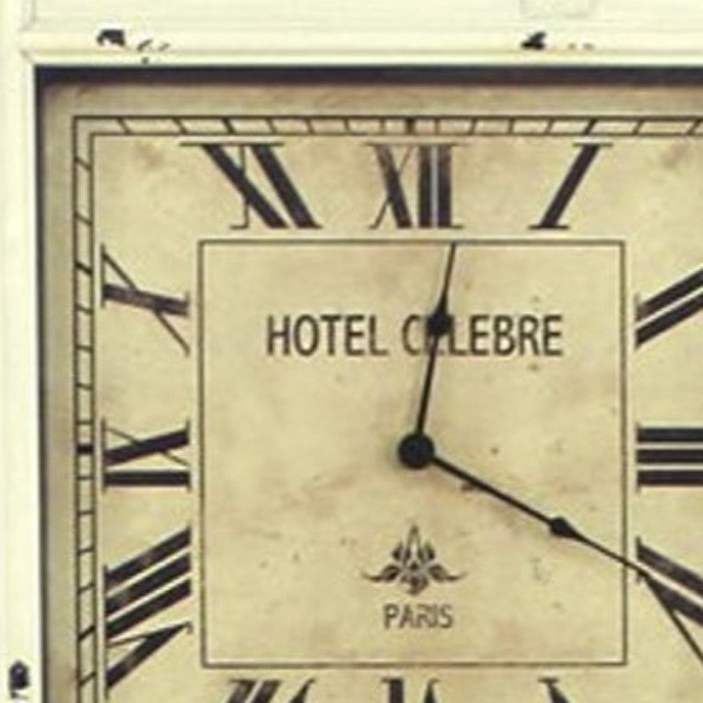 Off White Vintage Look Magazine Rack With Clock By Homeroots | Wall Decor | Modishstore - 2