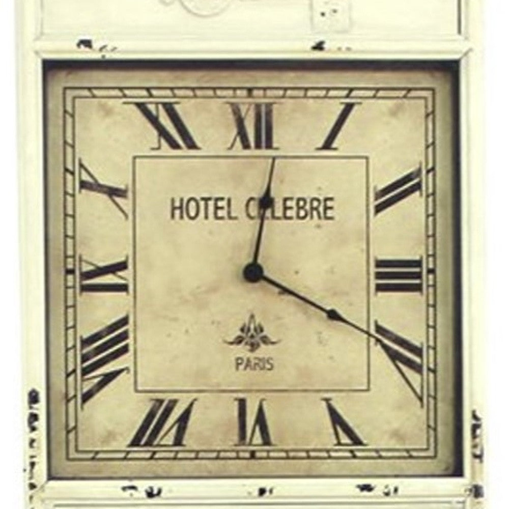 Off White Vintage Look Magazine Rack With Clock By Homeroots | Wall Decor | Modishstore - 3