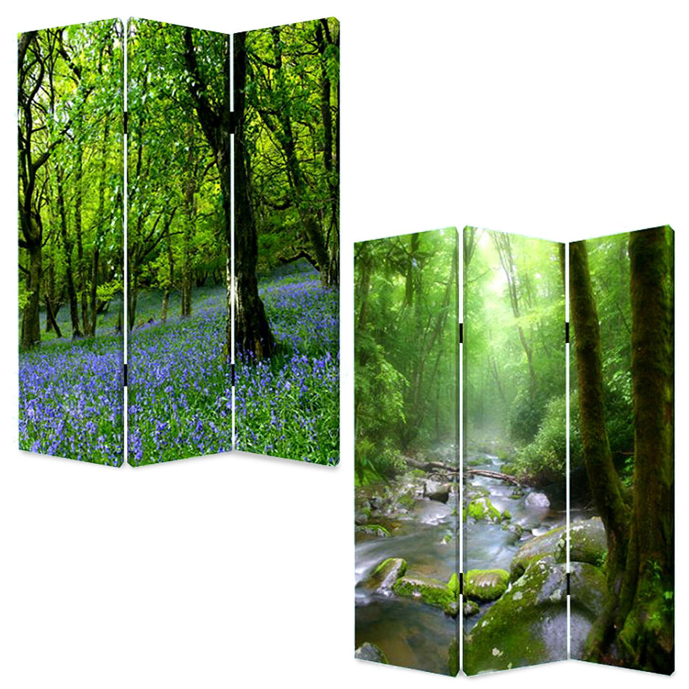 Green CanvasFolding Three Panel Screen Room Divider By Homeroots | Room Dividers | Modishstore - 5