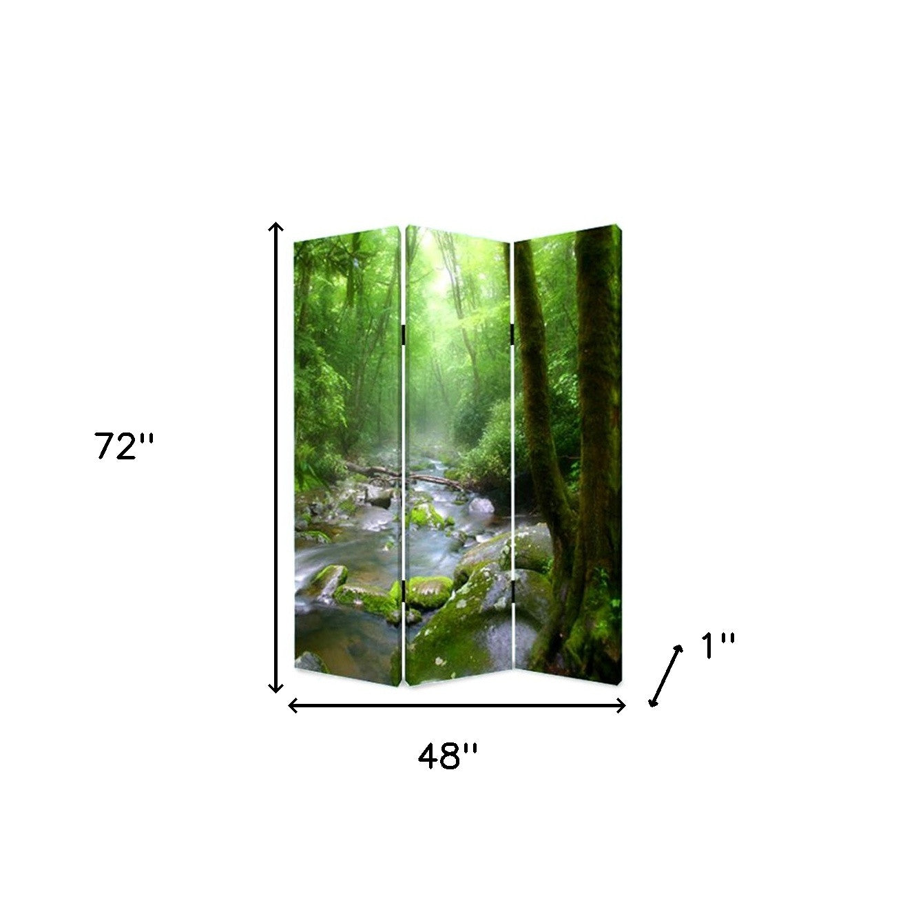 Green CanvasFolding Three Panel Screen Room Divider By Homeroots | Room Dividers | Modishstore - 4