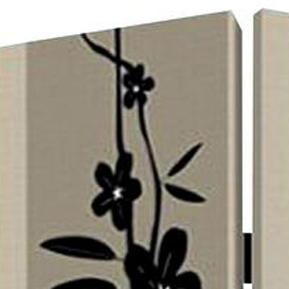 Multi Color Wood Canvas Plum Blossom Screen By Homeroots | Room Dividers | Modishstore - 2