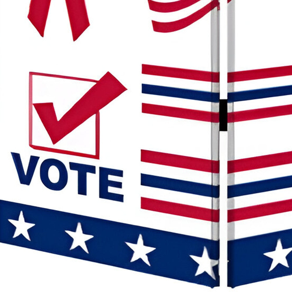 Blue and White Canvas Folding Three Panel Screen Room Divider By Homeroots | Room Dividers | Modishstore - 4