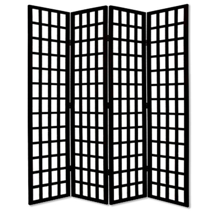 Black And White Folding Four Panel Screen Room Divider By Homeroots | Room Dividers | Modishstore - 1
