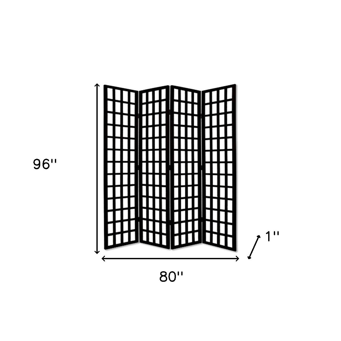 Black And White Folding Four Panel Screen Room Divider By Homeroots | Room Dividers | Modishstore - 3